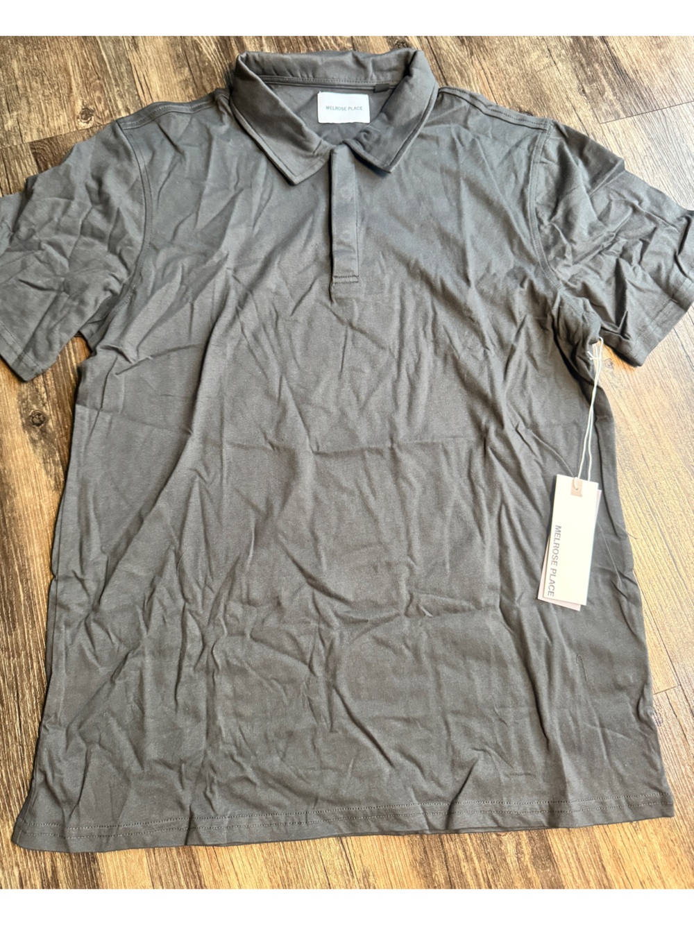 NWT Melrose Place asphalt Polo Top